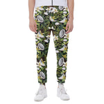 Vanilla Flower And Coconut Pattern Print Scuba Joggers