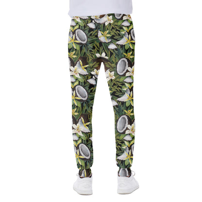 Vanilla Flower And Coconut Pattern Print Scuba Joggers