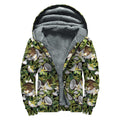 Vanilla Flower And Coconut Pattern Print Sherpa Lined Zip Up Hoodie