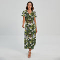 Vanilla Flower And Coconut Pattern Print Short Sleeve Maxi Dress