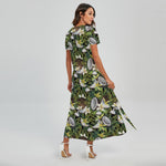 Vanilla Flower And Coconut Pattern Print Short Sleeve Maxi Dress
