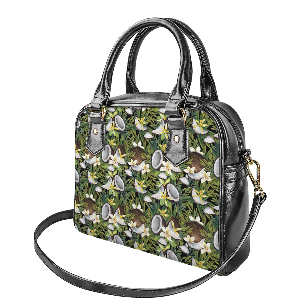 Vanilla Flower And Coconut Pattern Print Shoulder Handbag