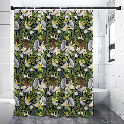 Vanilla Flower And Coconut Pattern Print Shower Curtain