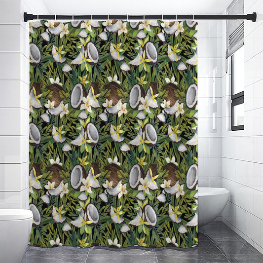 Vanilla Flower And Coconut Pattern Print Shower Curtain