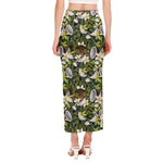 Vanilla Flower And Coconut Pattern Print Side Slit Maxi Skirt