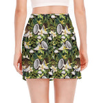 Vanilla Flower And Coconut Pattern Print Side Slit Mini Skirt