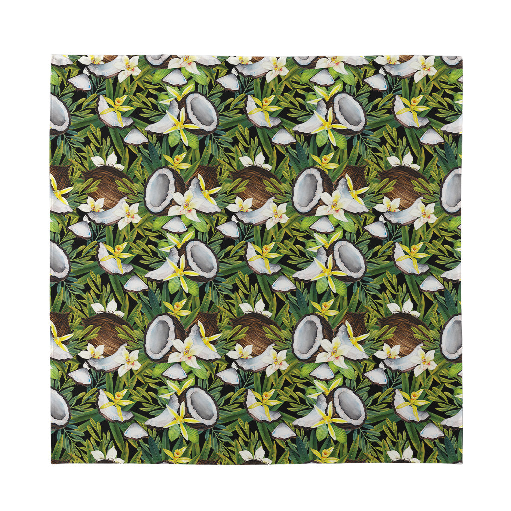 Vanilla Flower And Coconut Pattern Print Silk Bandana