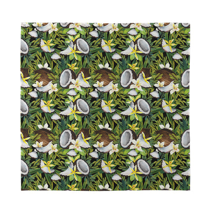Vanilla Flower And Coconut Pattern Print Silk Bandana