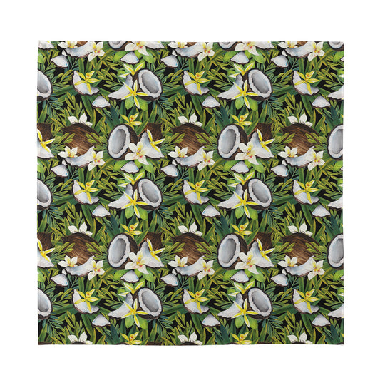 Vanilla Flower And Coconut Pattern Print Silk Bandana