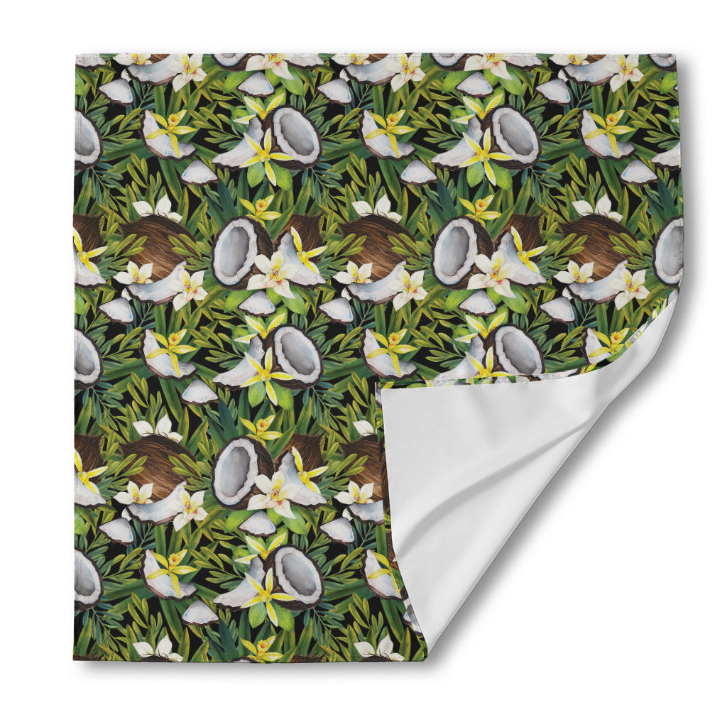 Vanilla Flower And Coconut Pattern Print Silk Bandana
