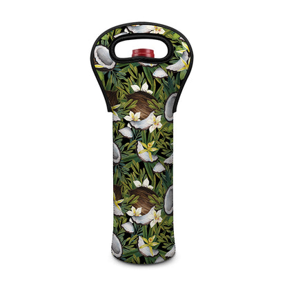 Vanilla Flower And Coconut Pattern Print Single Neoprene Wine Tote