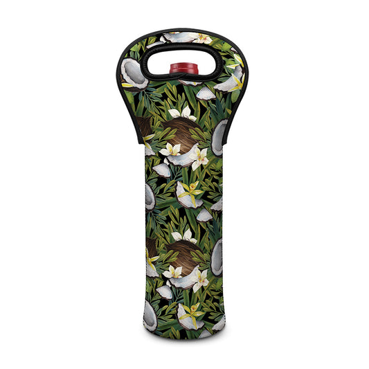 Vanilla Flower And Coconut Pattern Print Single Neoprene Wine Tote