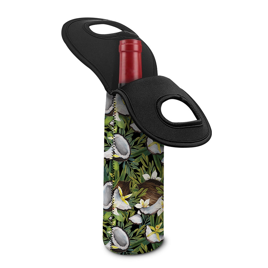 Vanilla Flower And Coconut Pattern Print Single Neoprene Wine Tote