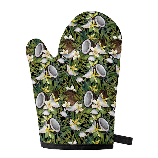 Vanilla Flower And Coconut Pattern Print Single Oven Mitt