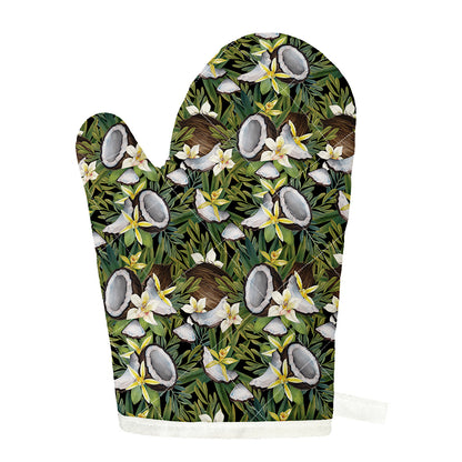 Vanilla Flower And Coconut Pattern Print Single Oven Mitt