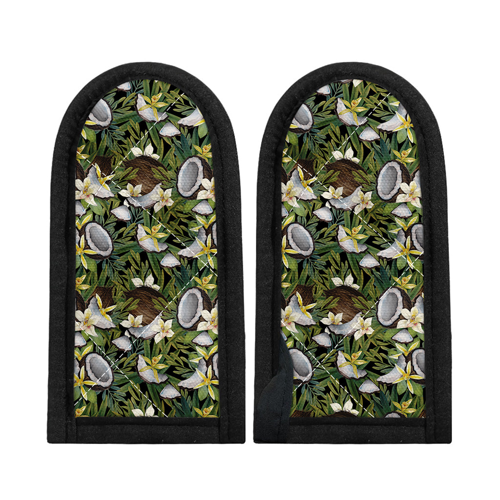 Vanilla Flower And Coconut Pattern Print Skillet Handle Cover