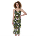 Vanilla Flower And Coconut Pattern Print Slim Fit Midi Cami Dress