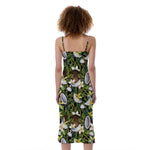 Vanilla Flower And Coconut Pattern Print Slim Fit Midi Cami Dress