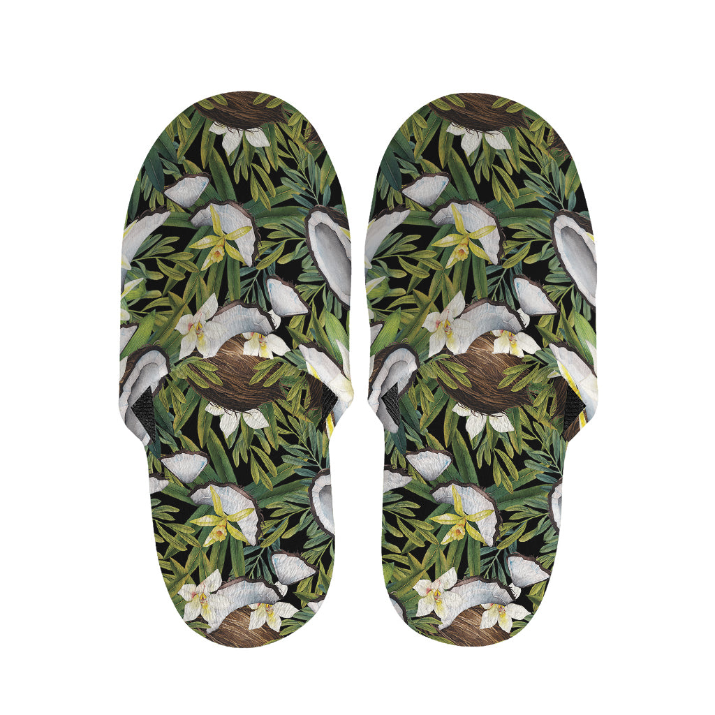 Vanilla Flower And Coconut Pattern Print Slippers