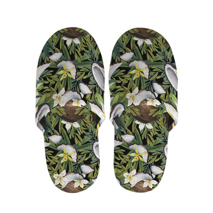 Vanilla Flower And Coconut Pattern Print Slippers