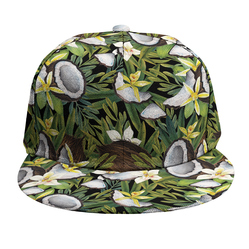 Vanilla Flower And Coconut Pattern Print Snapback Cap