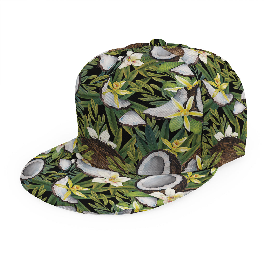 Vanilla Flower And Coconut Pattern Print Snapback Cap