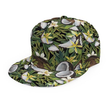 Vanilla Flower And Coconut Pattern Print Snapback Cap