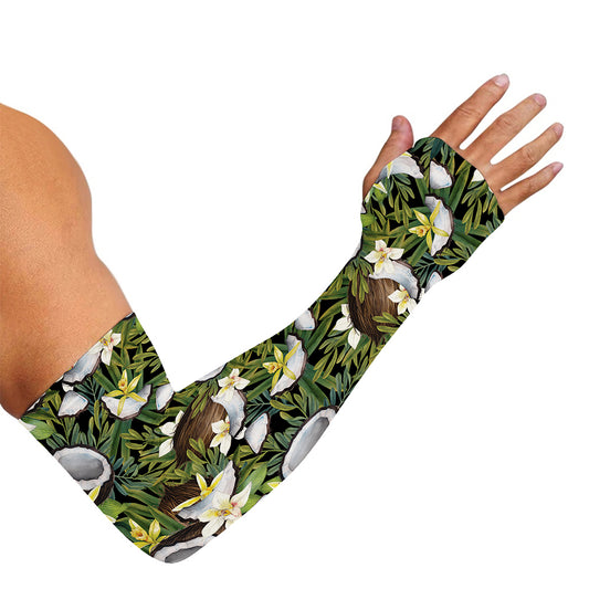 Vanilla Flower And Coconut Pattern Print Sun Protection Arm Sleeves
