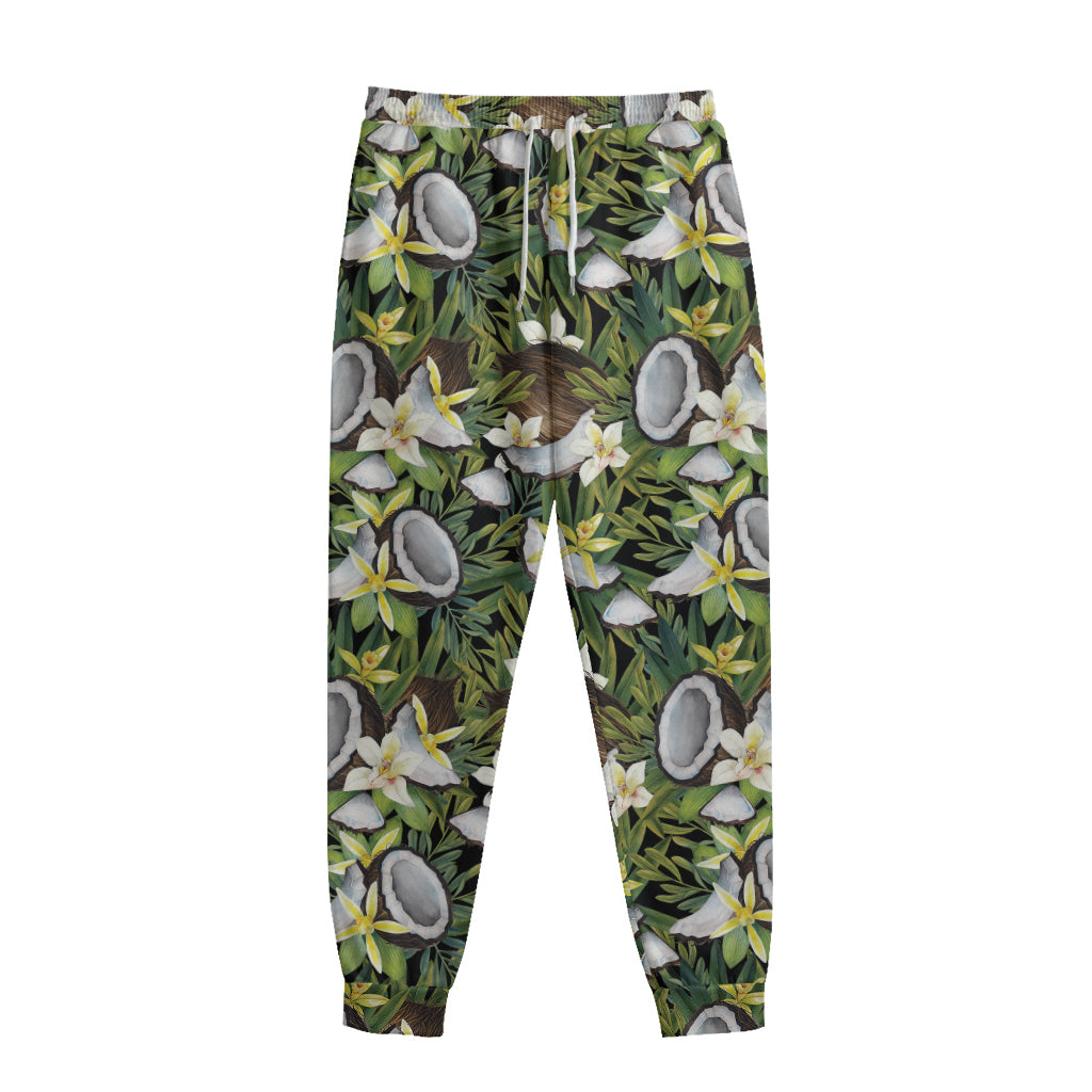 Vanilla Flower And Coconut Pattern Print Sweatpants