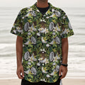 Vanilla Flower And Coconut Pattern Print Textured Short Sleeve Shirt