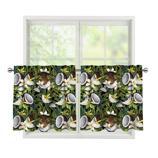 Vanilla Flower And Coconut Pattern Print Tier Curtains
