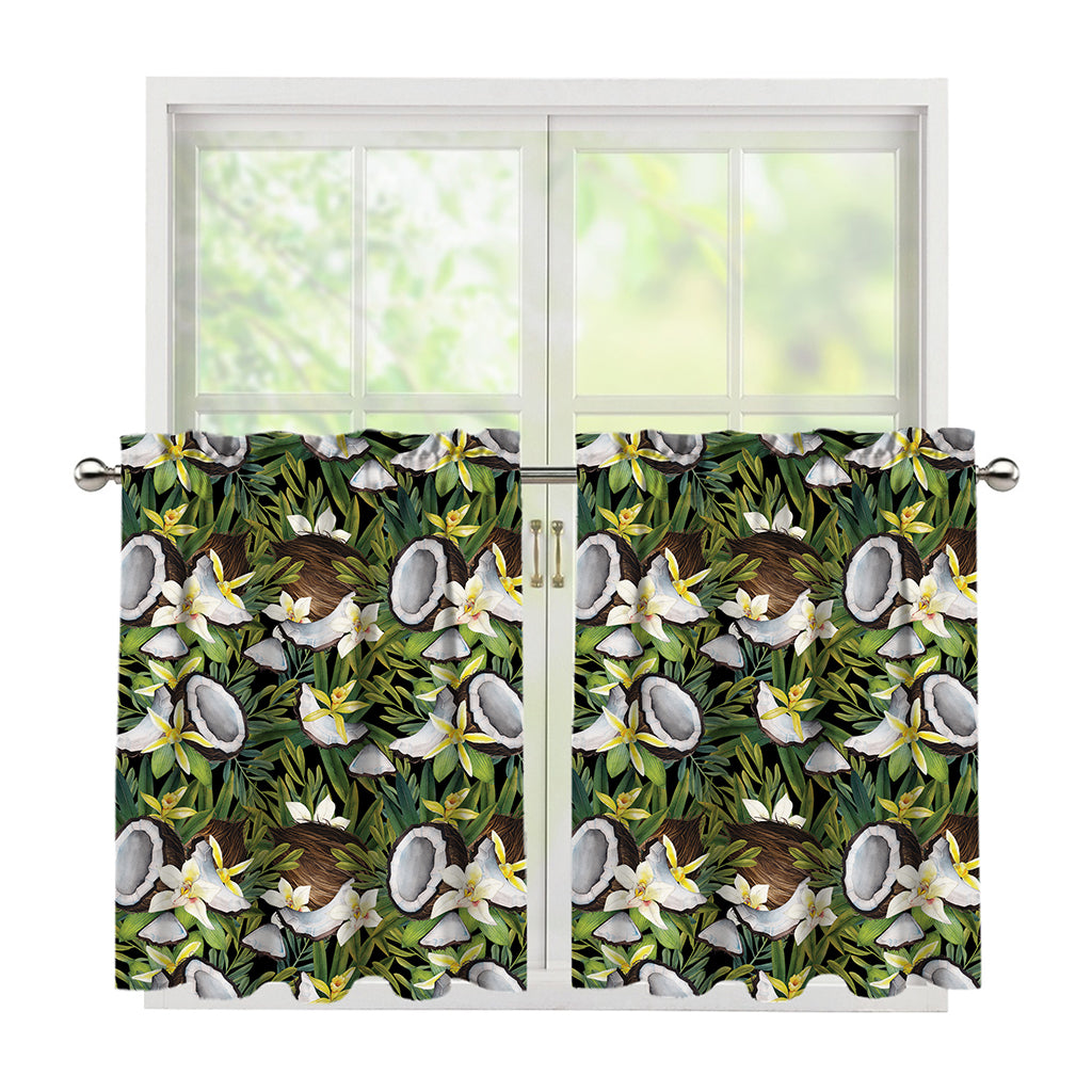 Vanilla Flower And Coconut Pattern Print Tier Curtains