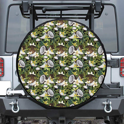 Vanilla Flower And Coconut Pattern Print Tire Cover