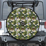 Vanilla Flower And Coconut Pattern Print Tire Cover With Camera Hole