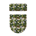 Vanilla Flower And Coconut Pattern Print Toilet Lid And Tank Cover Set