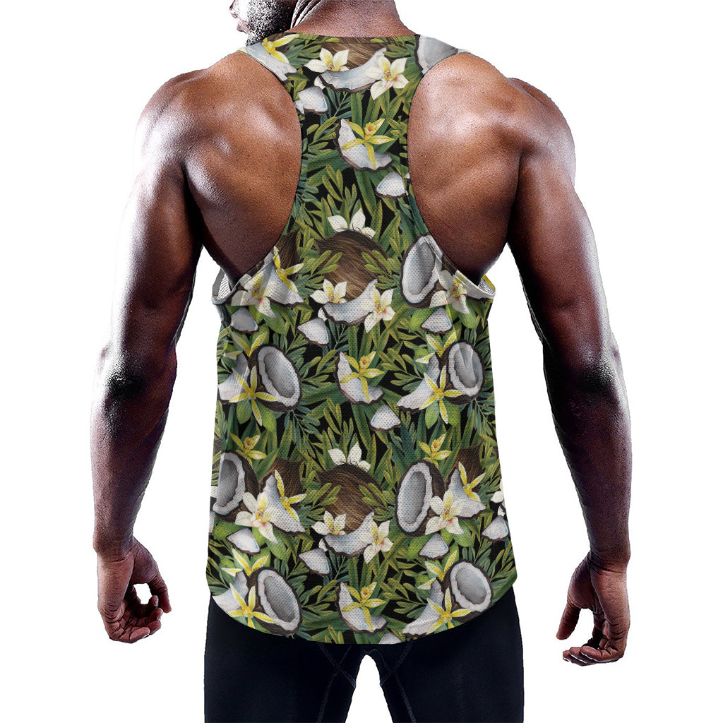 Vanilla Flower And Coconut Pattern Print Training Tank Top