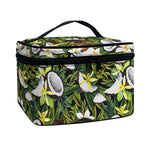 Vanilla Flower And Coconut Pattern Print Travel Makeup Bag