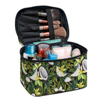 Vanilla Flower And Coconut Pattern Print Travel Makeup Bag