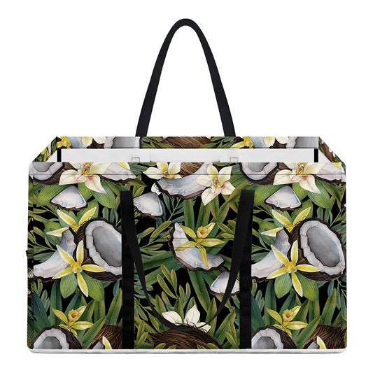 Vanilla Flower And Coconut Pattern Print Utility Tote Bag