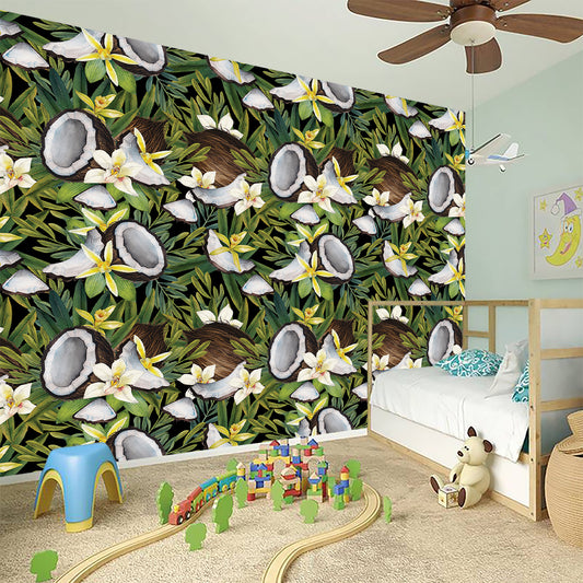 Vanilla Flower And Coconut Pattern Print Wall Sticker