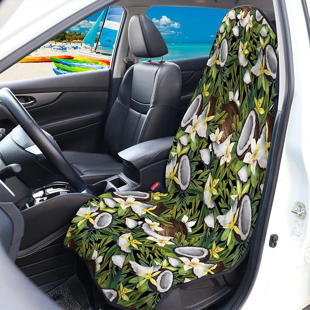 Vanilla Flower And Coconut Pattern Print Waterproof Car Seat Cover