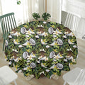 Vanilla Flower And Coconut Pattern Print Waterproof Round Tablecloth
