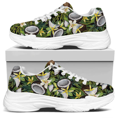 Vanilla Flower And Coconut Pattern Print White Chunky Shoes