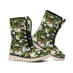 Vanilla Flower And Coconut Pattern Print Winter Boots