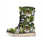 Vanilla Flower And Coconut Pattern Print Winter Boots