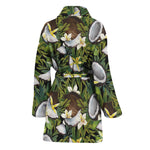 Vanilla Flower And Coconut Pattern Print Women's Bathrobe