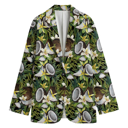 Vanilla Flower And Coconut Pattern Print Women's Blazer