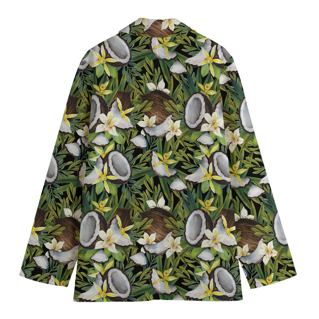 Vanilla Flower And Coconut Pattern Print Women's Blazer