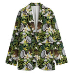 Vanilla Flower And Coconut Pattern Print Women's Cotton Blazer