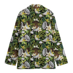 Vanilla Flower And Coconut Pattern Print Women's Cotton Blazer